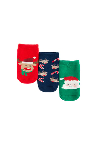 3 paires de chaussettes antidérapantes - Rouge et bleu foncé