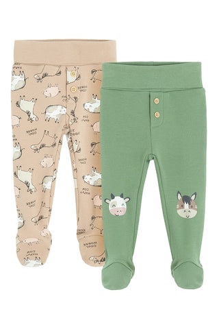 2 pantalons de pyjama - Beige et vert clair