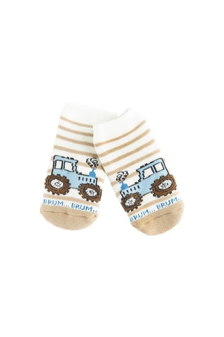 Chaussettes antidérapantes - Blanc et beige