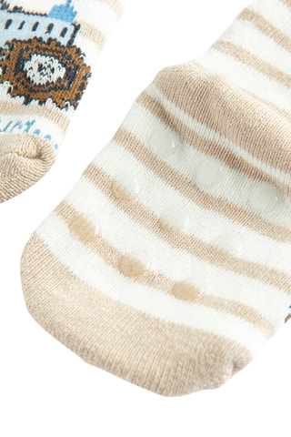 Chaussettes antidérapantes - Blanc et beige