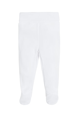 2 pantalons en coton biologique - Rose poudré et blanc
