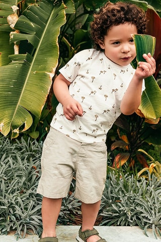 T-shirt et bermuda Blanc et beige