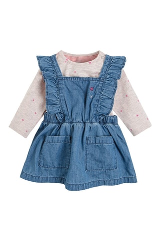 Body et robe salopette en jean Rose chiné et bleu