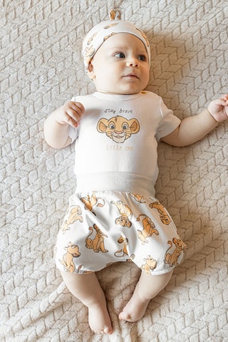 Ensemble 3 pièces en coton biologique Simba Le Roi Lion Disney - Blanc et moutarde