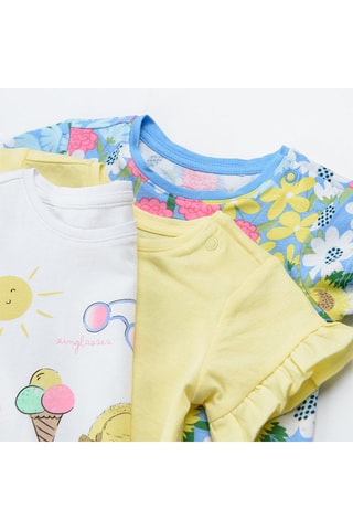 3 t-shirts Ciel, jaune et blanc