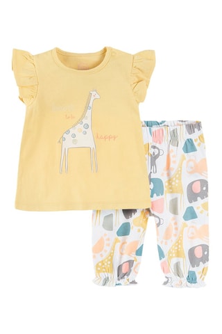 T-shirt et pantalon en coton biologique - Jaune et blanc