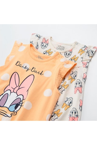 2 barboteuses en coton biologique Daisy Disney - Orange et écru