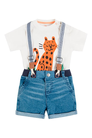 T-shirt et short en jean Blanc et bleu