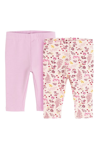 2 leggings - Rose et écru