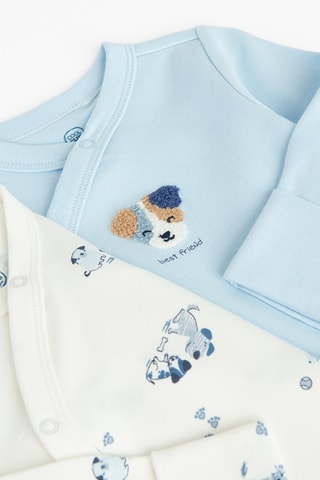 2 bodys en coton biologique - Bleu clair et blanc