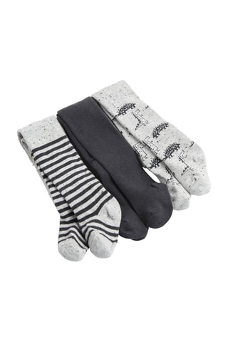 3 collants Gris chiné, anthracite et noir