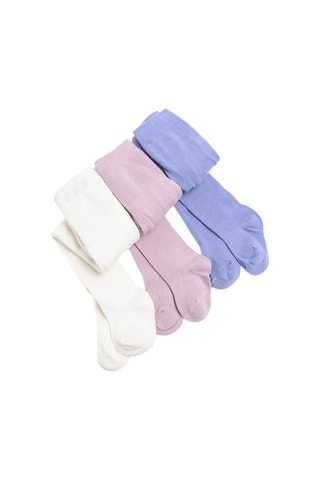 3 collants Blanc, mauve et indigo