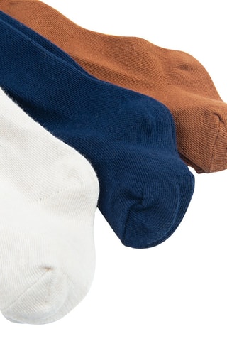 3 collants Bleu marine, blanc et marron
