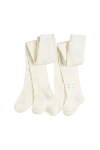 2 collants en coton biologique - Ecru