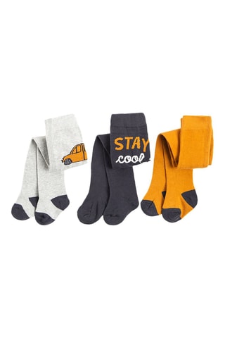 3 paires de collants - Gris et jaune