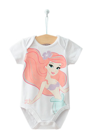3 bodys en coton biologique Ariel La Petite Sirène Disney - Blanc et vert d’eau