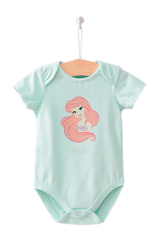 3 bodys en coton biologique Ariel La Petite Sirène Disney - Blanc et vert d’eau