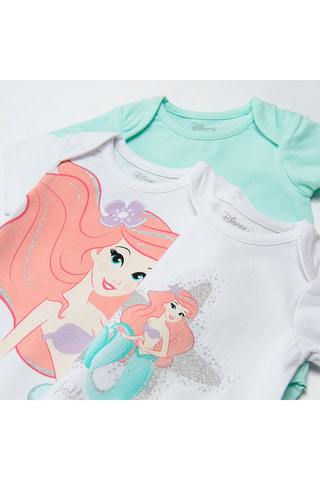 3 bodys en coton biologique Ariel La Petite Sirène Disney - Blanc et vert d’eau