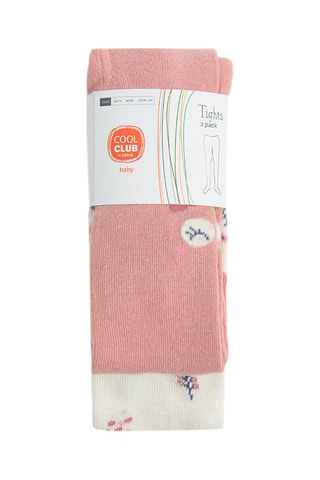 2 collants - Ecru et rose poudré