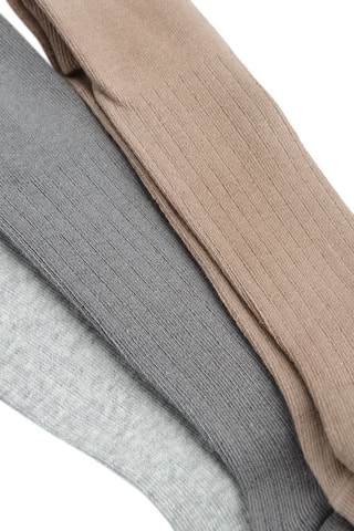 3 collants - Gris clair chiné, gris foncé et beige