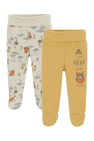 2 pantalons Le Roi Lion Disney - Gris clair chiné et jaune