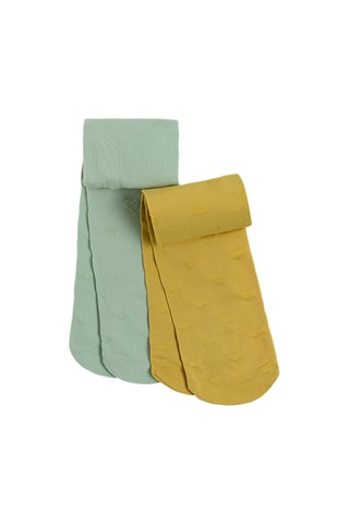 2 collants - Vert d’eau et jaune