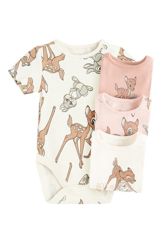 4 bodys Bambi Disney - Blanc et rose