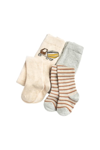 2 paires de collant - Beige chiné et gris clair chiné