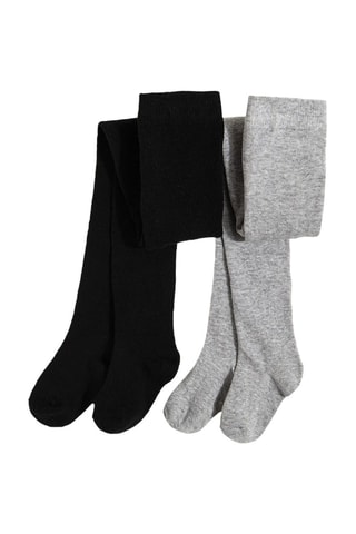 2 collants - Gris chiné et noir