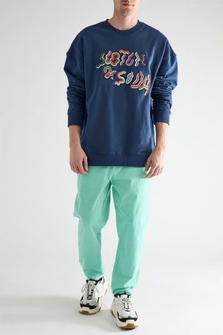 Pantaloni in velluto e cotone bio - Turchese