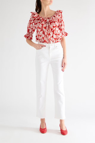 Jeans straight a vita alta - Bianco