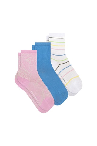 3 paia di calze in cotone bio - Malva, azzurro e bianco