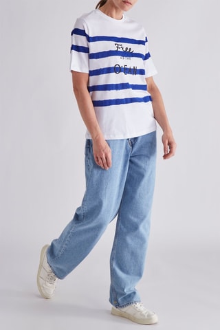 T-shirt regular - Bianco e blu elettrico