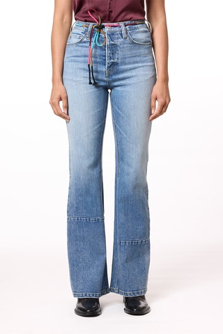 Jeans flare a vita alta - Celeste