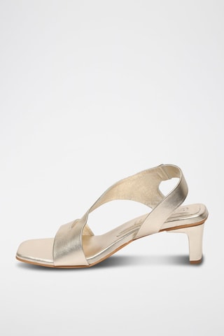 Sandalias de piel caprina de tacón Netia - Dorado