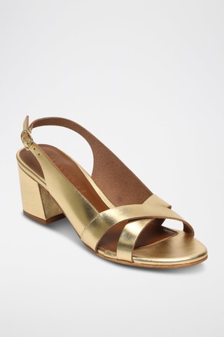 Sandali con tacco in pelle di camoscio Netty - Dorato