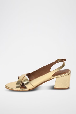 Sandali con tacco in pelle di camoscio Netty - Dorato