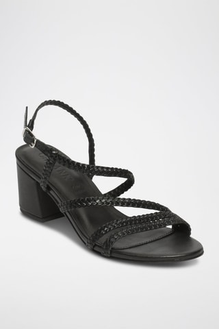 Sandalias de piel de tacón - Negro