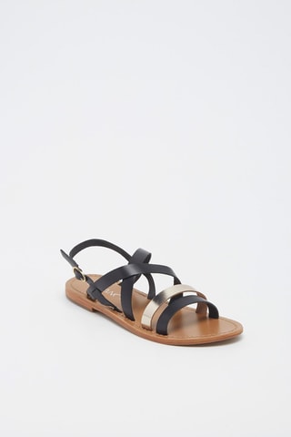 Sandalias de piel Leblon - Negro, dorado y plateado