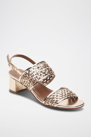 Sandalias de piel caprina de tacón Lorea - Dorado