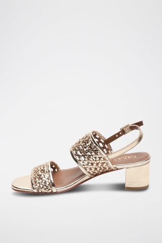 Sandalias de piel caprina de tacón Lorea - Dorado