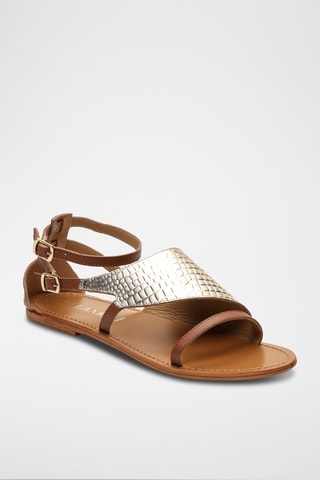 Sandalias de piel Botafogo - Marrón y dorado