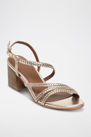 Sandalias de piel caprina de tacón Mahala - Dorado