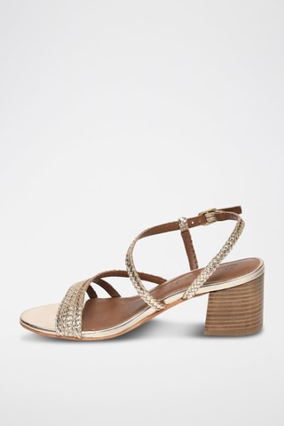 Sandalias de piel caprina de tacón Mahala - Dorado