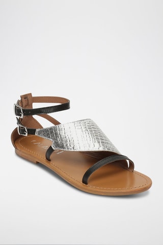 Sandalias de piel Botafogo - Negro y plateado
