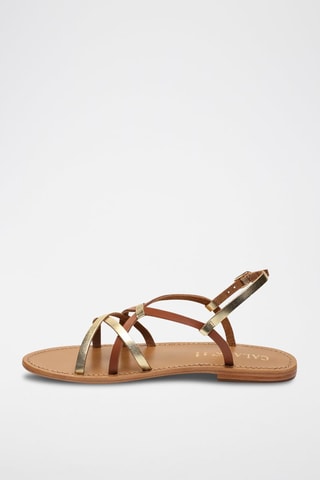 Sandalias de piel - Marrón y dorado