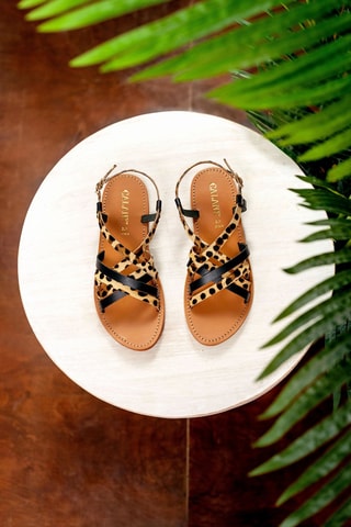 Sandalias - Negro, beige y marrón