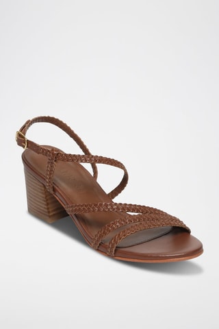 Sandalias de piel de tacón - Marrón