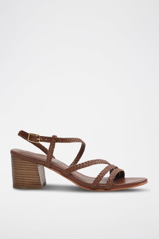 Sandalias de piel de tacón - Marrón