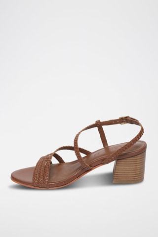 Sandalias de piel de tacón - Marrón